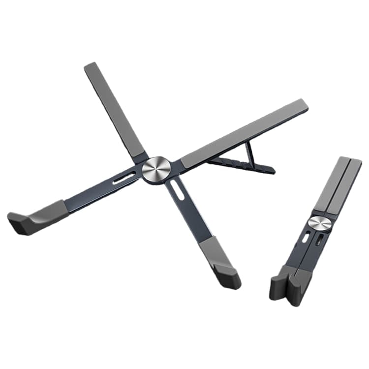 Adjustable Portable Foldable Lift Aluminum Alloy Laptop Stand X-Type - Dark Gray (with Flannel Leather Case) 1 Piece